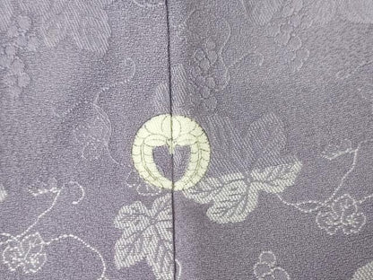 平和屋着物▽訪問着 単衣 お召地 葡萄蔦の葉文 正絹 逸品 DAAV5925az