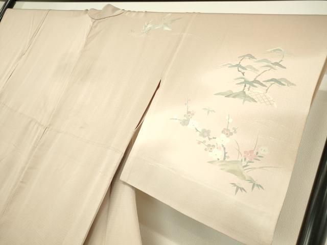 平和屋着物▽名門・上野家　上野街子　清染居　訪問着　単衣　茶屋辻風景花文　暈し染め　正絹　逸品　DAAV5926az