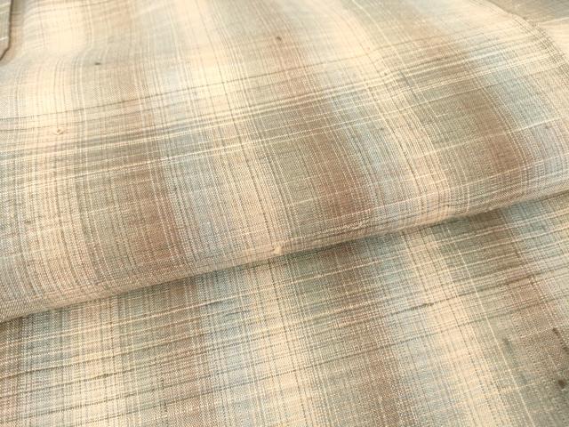 平和屋着物▽上質な紬 単衣 格子 正絹 逸品 DAAV5927az