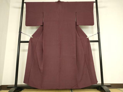 平和屋着物▽上質な色無地 単衣 お召縮緬 似紫色 正絹 逸品 DAAV5930az