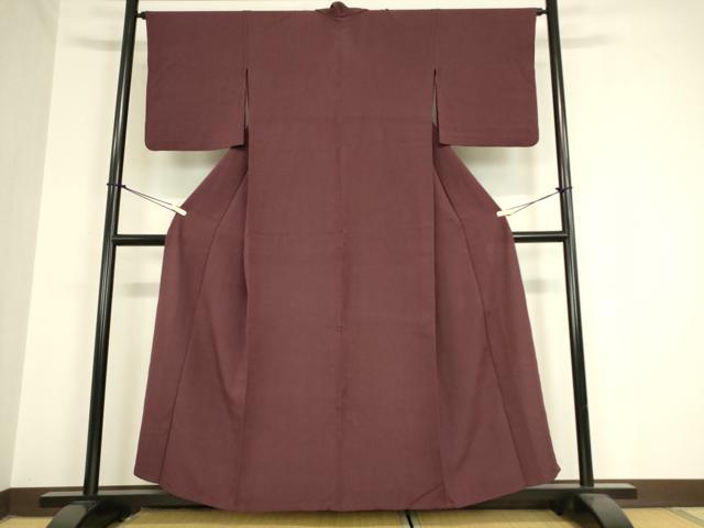 平和屋着物▽上質な色無地 単衣 お召縮緬 似紫色 正絹 逸品 DAAV5930az