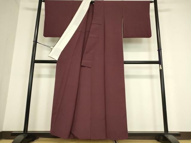 平和屋着物▽上質な色無地 単衣 お召縮緬 似紫色 正絹 逸品 DAAV5930az