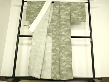 平和屋着物▽江戸小紋　単衣　作家物　松皮菱取吉祥文　正絹　逸品　DAAV5931az