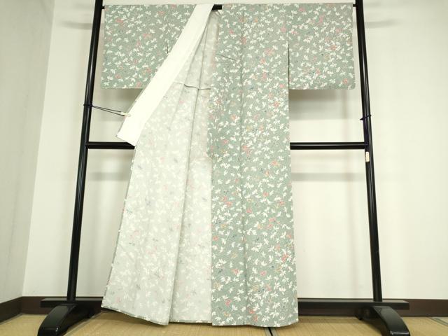 平和屋着物▽上質な小紋 単衣 舞花文 正絹 逸品 未使用 DAAV5935az