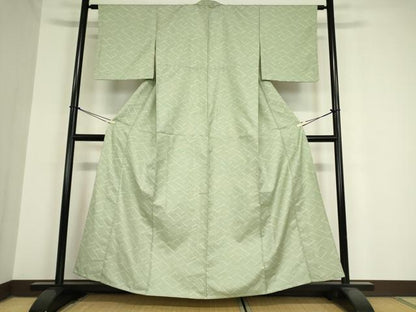 平和屋着物▽上質なお召 単衣 変わり格子 正絹 逸品 DAAV5936az