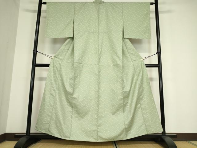 平和屋着物▽上質なお召 単衣 変わり格子 正絹 逸品 DAAV5936az