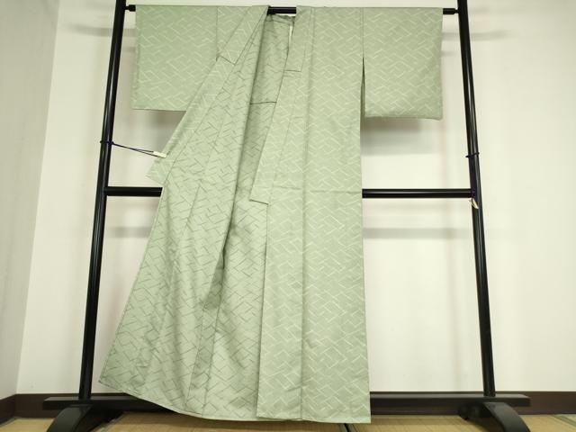 平和屋着物▽上質なお召 単衣 変わり格子 正絹 逸品 DAAV5936az