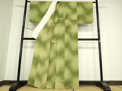 平和屋着物▽上質な小紋 単衣 霞文 鬼しぼ縮緬 正絹 逸品 DAAV5939az