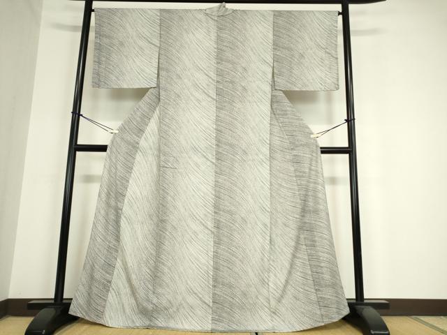 平和屋着物▽上質な小紋 単衣 斜線文 正絹 逸品 DAAV5942az