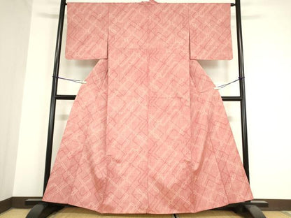 平和屋着物▽上質な紬 単衣 変わり格子 正絹 逸品 DAAV5943az