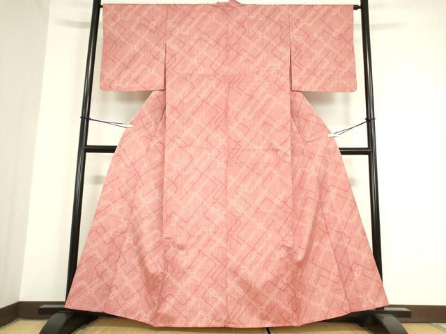 平和屋着物▽上質な紬 単衣 変わり格子 正絹 逸品 DAAV5943az