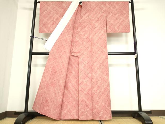 平和屋着物▽上質な紬 単衣 変わり格子 正絹 逸品 DAAV5943az