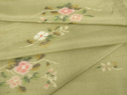 平和屋着物▽上質な紬 単衣 舞花文 正絹 逸品 DAAV5945az