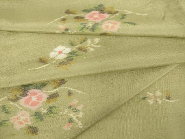 平和屋着物▽上質な紬 単衣 舞花文 正絹 逸品 DAAV5945az