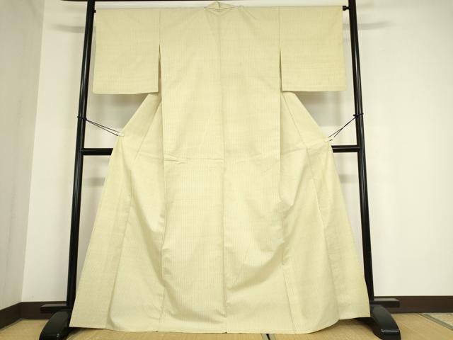 平和屋着物▽上質な紬 単衣 縞 正絹 逸品 DAAV5949az