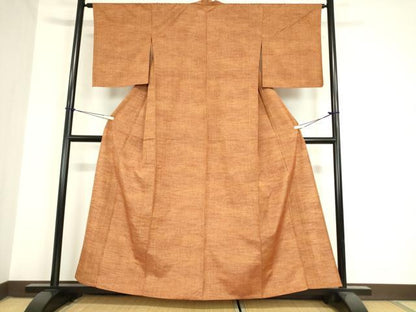 平和屋着物▽上質な紬 単衣 縞 正絹 逸品 DAAV5950az