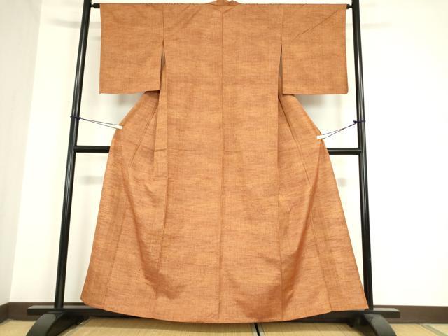 平和屋着物▽上質な紬 単衣 縞 正絹 逸品 DAAV5950az