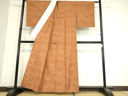 平和屋着物▽上質な紬 単衣 縞 正絹 逸品 DAAV5950az