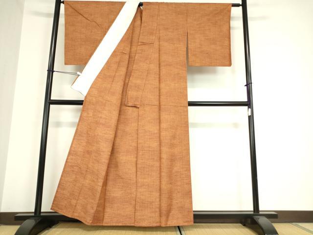 平和屋着物▽上質な紬 単衣 縞 正絹 逸品 DAAV5950az