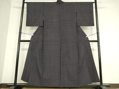 平和屋着物▽上質なお召 単衣 絣文 正絹 逸品 DAAV5952az