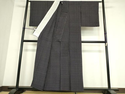 平和屋着物▽上質なお召 単衣 絣文 正絹 逸品 DAAV5952az
