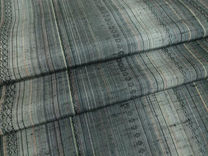 平和屋着物▽上質な紬 単衣 花織 縞 正絹 逸品 DAAV5954az