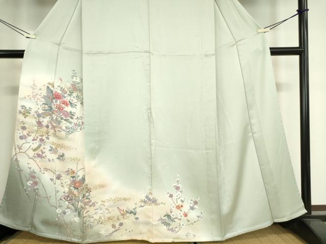 平和屋着物▽訪問着 単衣 片輪車花文 暈し染め 金彩 正絹 逸品 DAAV5955az