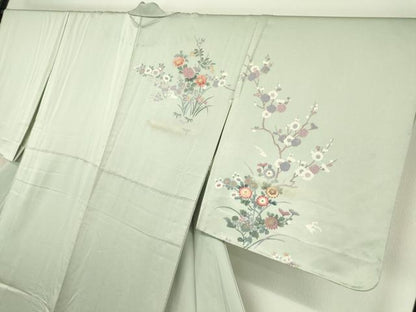 平和屋着物▽訪問着 単衣 片輪車花文 暈し染め 金彩 正絹 逸品 DAAV5955az