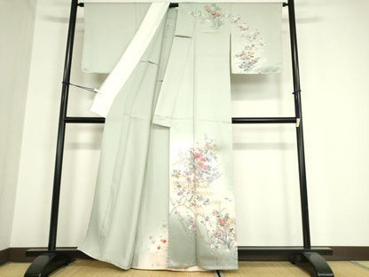 平和屋着物▽訪問着 単衣 片輪車花文 暈し染め 金彩 正絹 逸品 DAAV5955az
