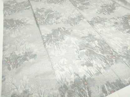平和屋着物▽上質な紬 単衣 樹林文 正絹 逸品 DAAV5956az