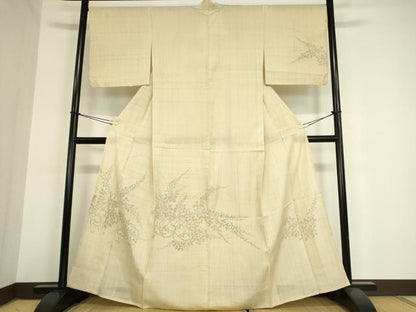 平和屋着物＊夏物 訪問着 生紬 人物草葉文 手描き 正絹 逸品 DAAV5957az