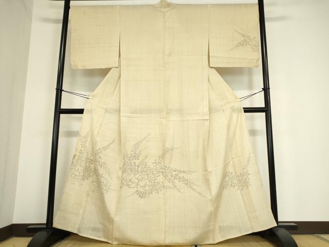 平和屋着物＊夏物 訪問着 生紬 人物草葉文 手描き 正絹 逸品 DAAV5957az