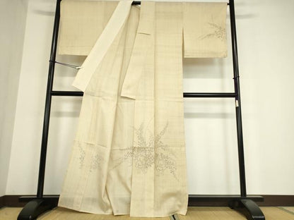 平和屋着物＊夏物 訪問着 生紬 人物草葉文 手描き 正絹 逸品 DAAV5957az
