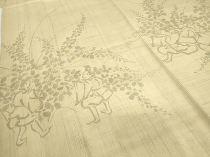 平和屋着物＊夏物 訪問着 生紬 人物草葉文 手描き 正絹 逸品 DAAV5957az