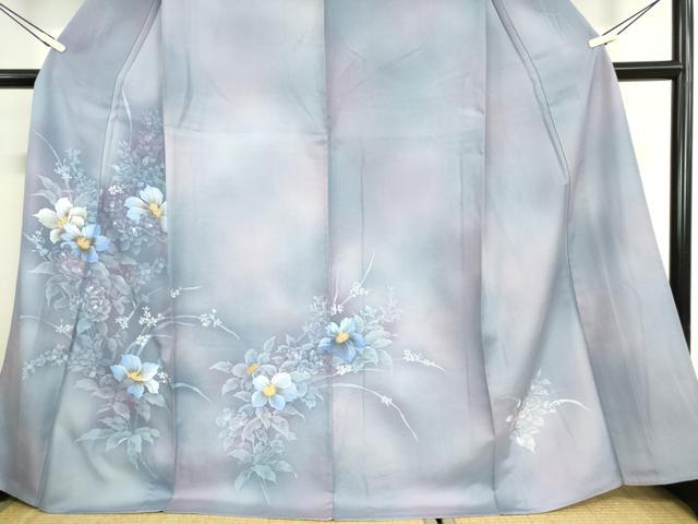 平和屋着物▽訪問着 単衣 草花文 手描き 暈し染め 正絹 逸品 DAAV5962az