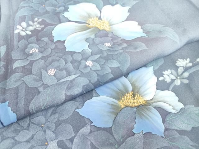 平和屋着物▽訪問着 単衣 草花文 手描き 暈し染め 正絹 逸品 DAAV5962az