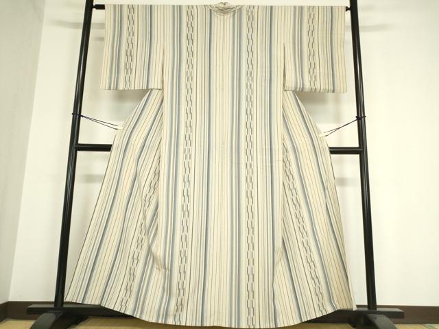 平和屋着物▽本塩沢 単衣 間道 正絹 逸品 DAAV5963az