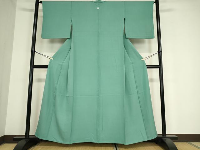 平和屋着物▽上質な色無地 単衣 錆浅葱色 正絹 逸品 DAAV5972az