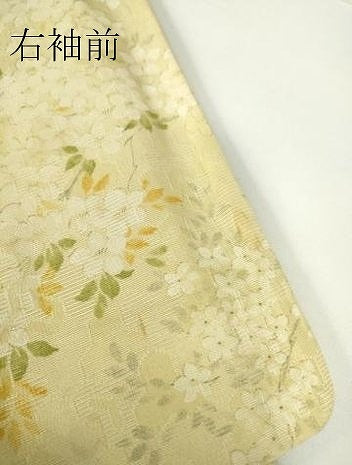 平和屋着物▽上質なお召 単衣 草花文 正絹 逸品 DAAV5974az