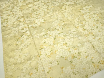 平和屋着物▽上質なお召 単衣 草花文 正絹 逸品 DAAV5974az