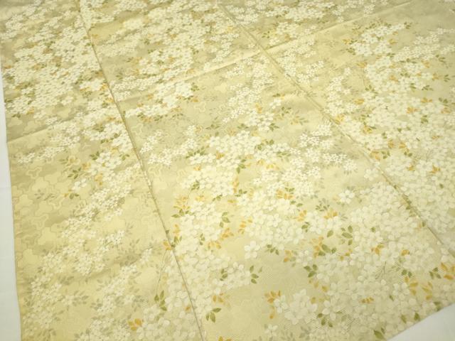 平和屋着物▽上質なお召 単衣 草花文 正絹 逸品 DAAV5974az