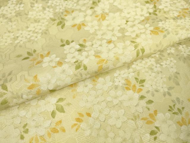 平和屋着物▽上質なお召 単衣 草花文 正絹 逸品 DAAV5974az
