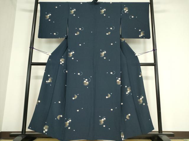 平和屋着物▽上質な小紋 単衣 雪輪桜文 金彩 正絹 逸品 DAAV5978az