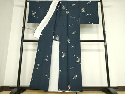 平和屋着物▽上質な小紋 単衣 雪輪桜文 金彩 正絹 逸品 DAAV5978az