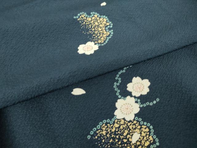 平和屋着物▽上質な小紋 単衣 雪輪桜文 金彩 正絹 逸品 DAAV5978az