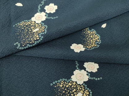 平和屋着物▽上質な小紋 単衣 雪輪桜文 金彩 正絹 逸品 DAAV5978az