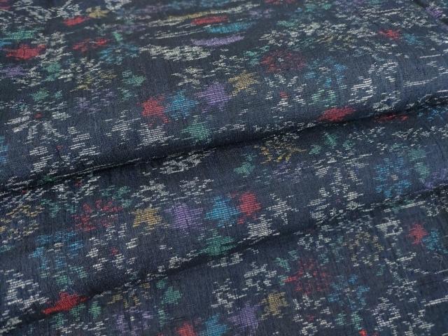 平和屋着物▽上質な紬 単衣 草花文 正絹 逸品 未使用 DAAV5980az