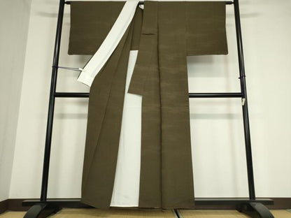 平和屋着物▽上質な色無地 単衣 石畳地紋 涅色 正絹 逸品 未使用 DAAV5981az