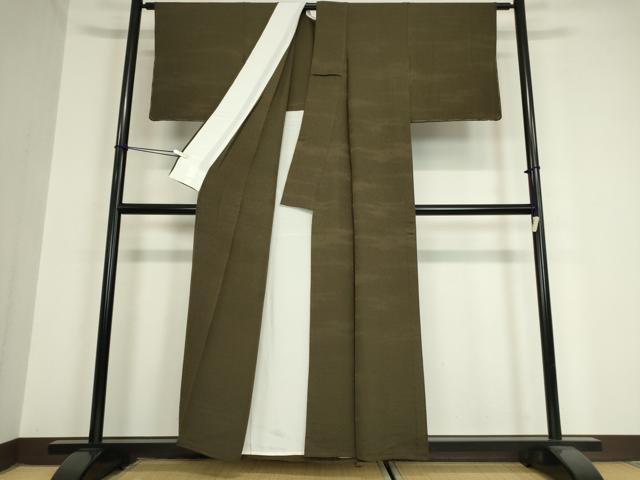 平和屋着物▽上質な色無地 単衣 石畳地紋 涅色 正絹 逸品 未使用 DAAV5981az