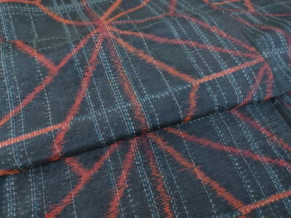 平和屋着物▽上質な紬 単衣 麻の葉文 正絹 逸品 DAAV5990az